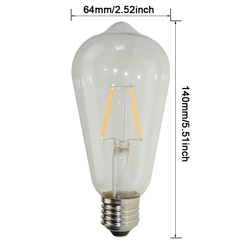 Нити ST64 2/4/8 Вт Винтаж edison LED Bubble Лампочки Ретро Свет soure 110 В 220 E27/E26 предупредить