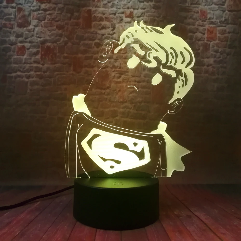 DC Супермен легенды крутой герой мультфильм милый Q Ночник LED 7 красочных изменений