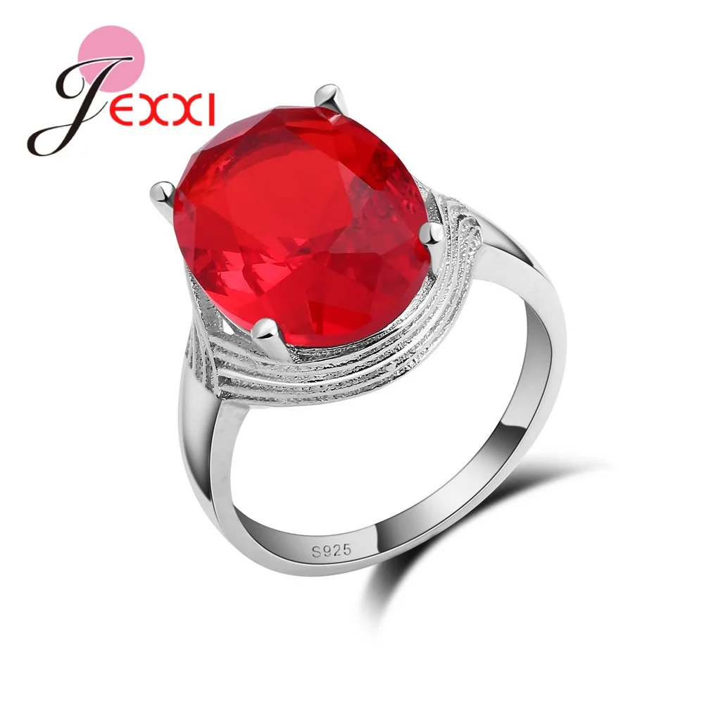 Женское кольцо из серебра 925 пробы с ярко красным кристаллом|anniversary ring|925 sterling silver