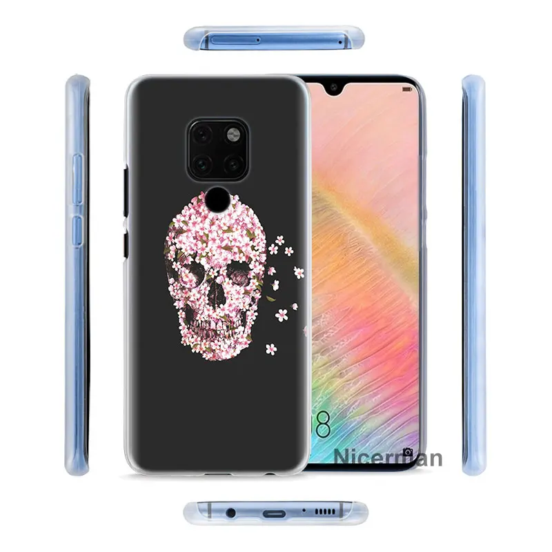 Цветочный Череп сахарный череп чехол для телефона для huawei Коврики 20 Pro 10 20 Lite P Смарт плюс P30 Pro P30 P20 Lite чехол Coque