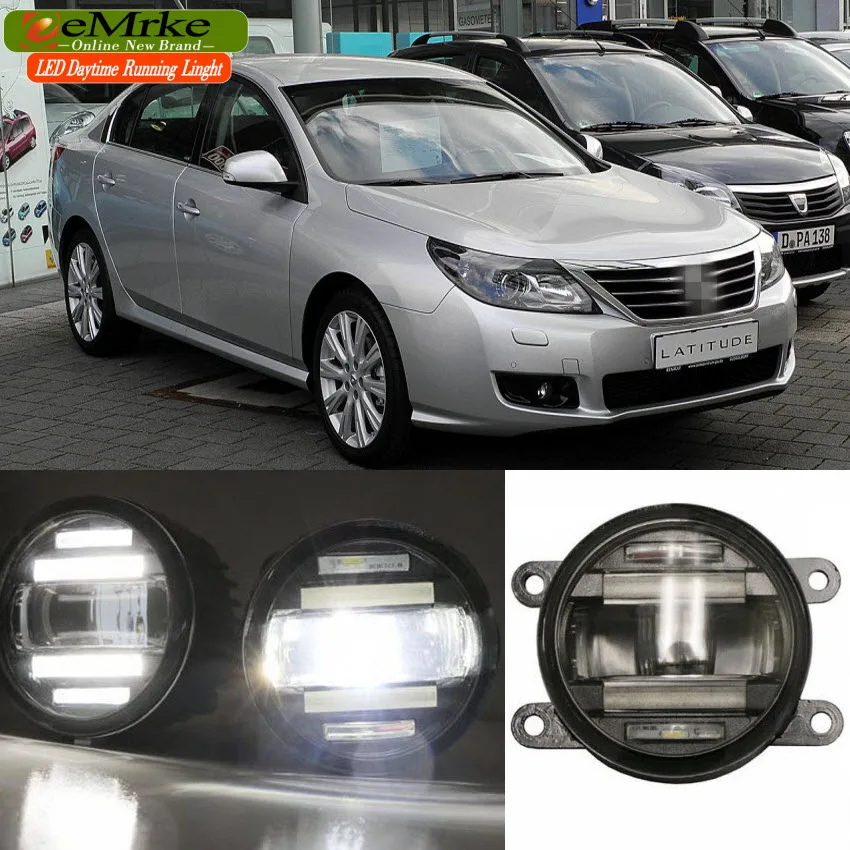 

eeMrke Xenon White High Power 2in1 LED DRL Projector Fog Lamp With Lens For Renault Latitude L70 2010-2016
