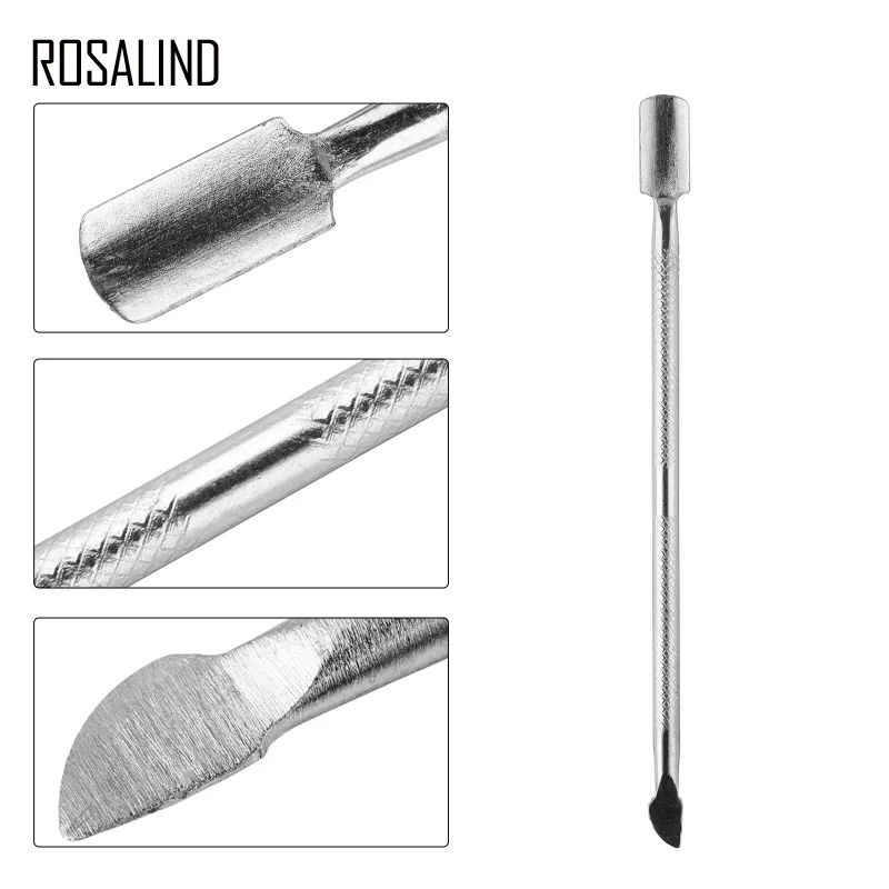 ROSALIND 4Pcs/Lot Nail Cuticle Pusher Manicure Care Tool Stainless Steel Remover Double Sided Finger Dead Skin | Красота и здоровье