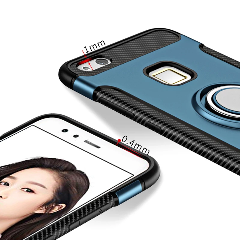 Панцири чехол для Huawei P10 Lite автомобильный держатель магнитный с Поворотный палец