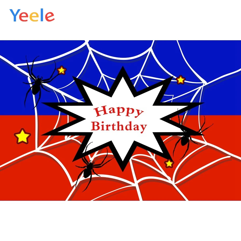 

Yeele Red Blue Spider Web Star Boom Pattern Birthday Photography Backgrounds Customized Photographic Backdrops for Photo Studio