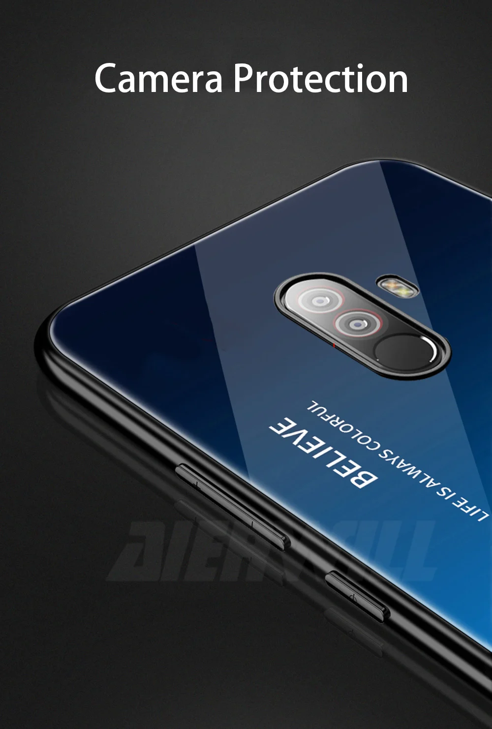 Роскошный Жесткий Чехол для Pocophone F1, чехол из закаленного стекла, силиконовая рамка, модный градиентный защитный чехол для Xiaomi Pocophone F1