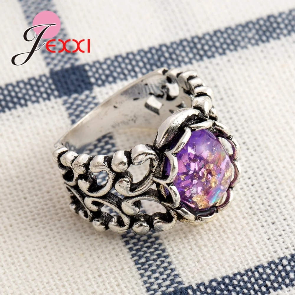 Высококачественные круглые обручальные кольца с фиолетовым огненным опалом для