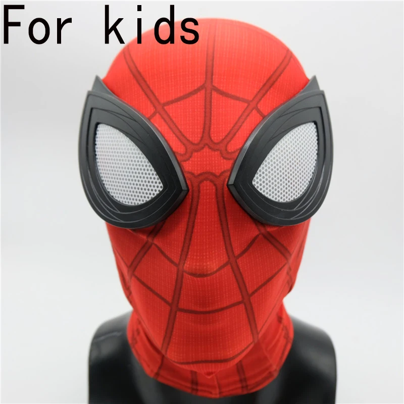 Mask kids Взрослые дети паук вдали от дома Питер Паркер маска для косплея супергероя Zentai боди Хэллоуин костюм мужчины - Цвет: Mask kids