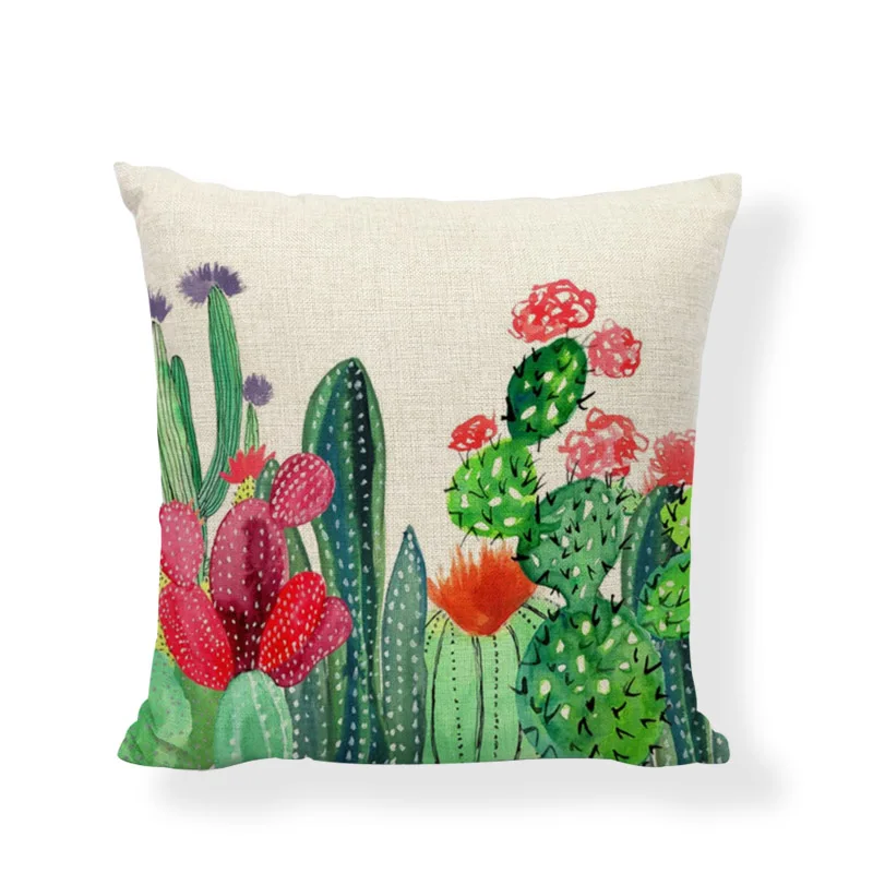 Стильные наволочки с зелеными растениями изображением кактуса дерева жизни