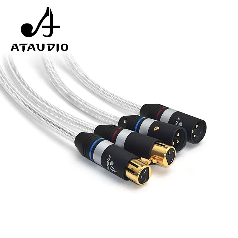 Высококачественный серебристый и медный аудиокабель ATAUDIO Hifi XLR 2 штырь
