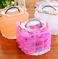 eco friendly makeup organizer three removable transparent plastic storage box grid cosmetic hair accessories multi compartment