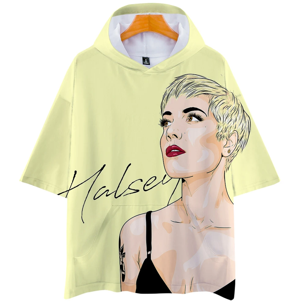 Футболка Halsey с капюшоном и 3D принтом для мужчин женщин модная летняя футболка