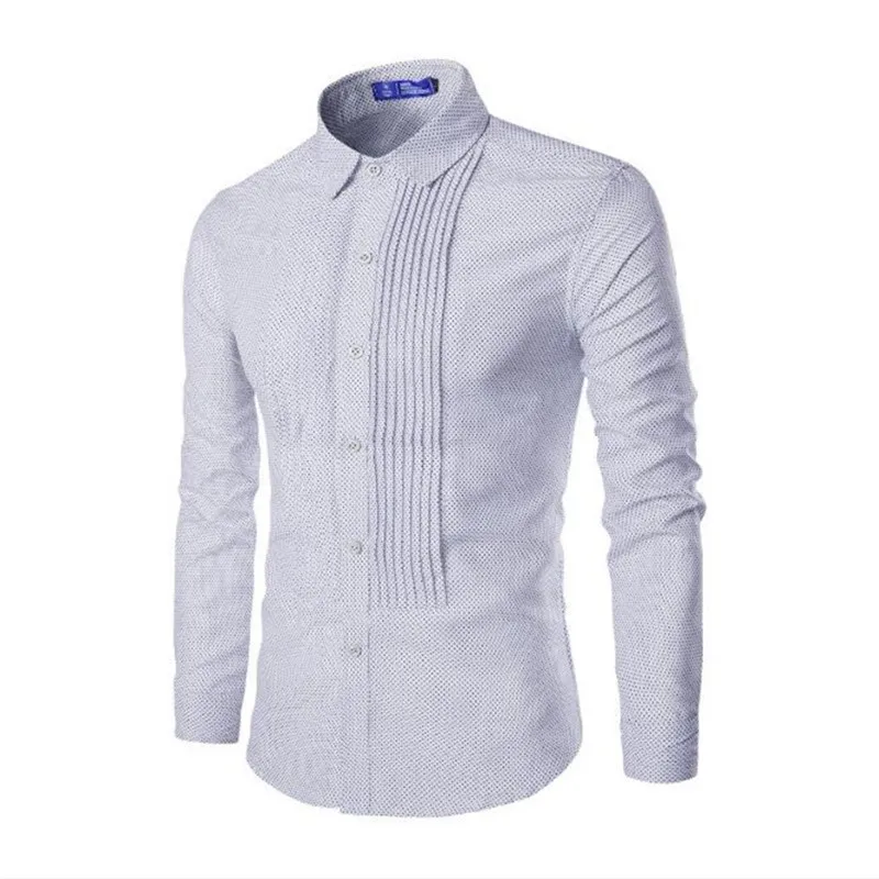 

Men Cotton Business Dot Print Shirts Casual Men Turn-down Oxford Filament Slim Shirts For Male Nice New Vogue Autumn M-2XL
