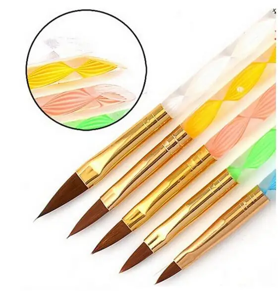 5 шт. размеров высокое качество акриловая жидкость для дизайна ногтей кисть ручки