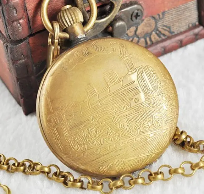 MEN Bronze Vintage Retro Copper Watch Men Alloy Mechanical Pocket Watch With Metal Chain Steampunk Watch Roman