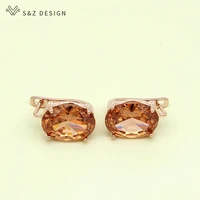 sz design new classic simple oval egg shape aaa zircon dangle earrings for women girl trendy wedding party fine jewelry gift