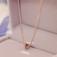yun ruo fashion brand woman jewelry rose gold color cute mini heart pendant necklace 316 l stainless steel bijoux femme gift