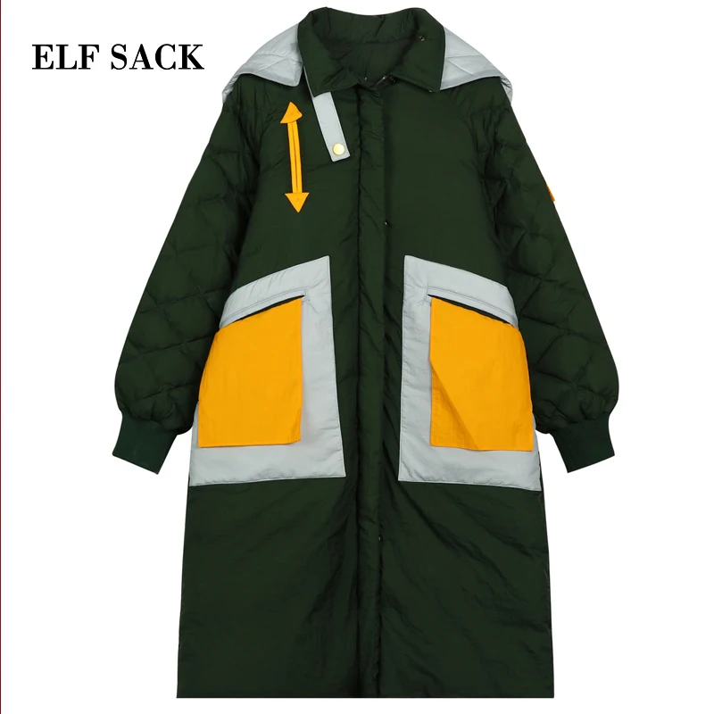 ELFSACK/Зимние новые пуховики для женщин 90% белый утиный пух пальто толстые