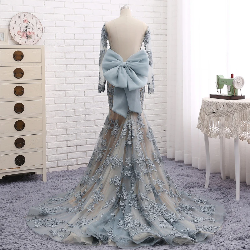 Женское вечернее платье-русалка кружевное платье до пола с открытой спиной 2019 |