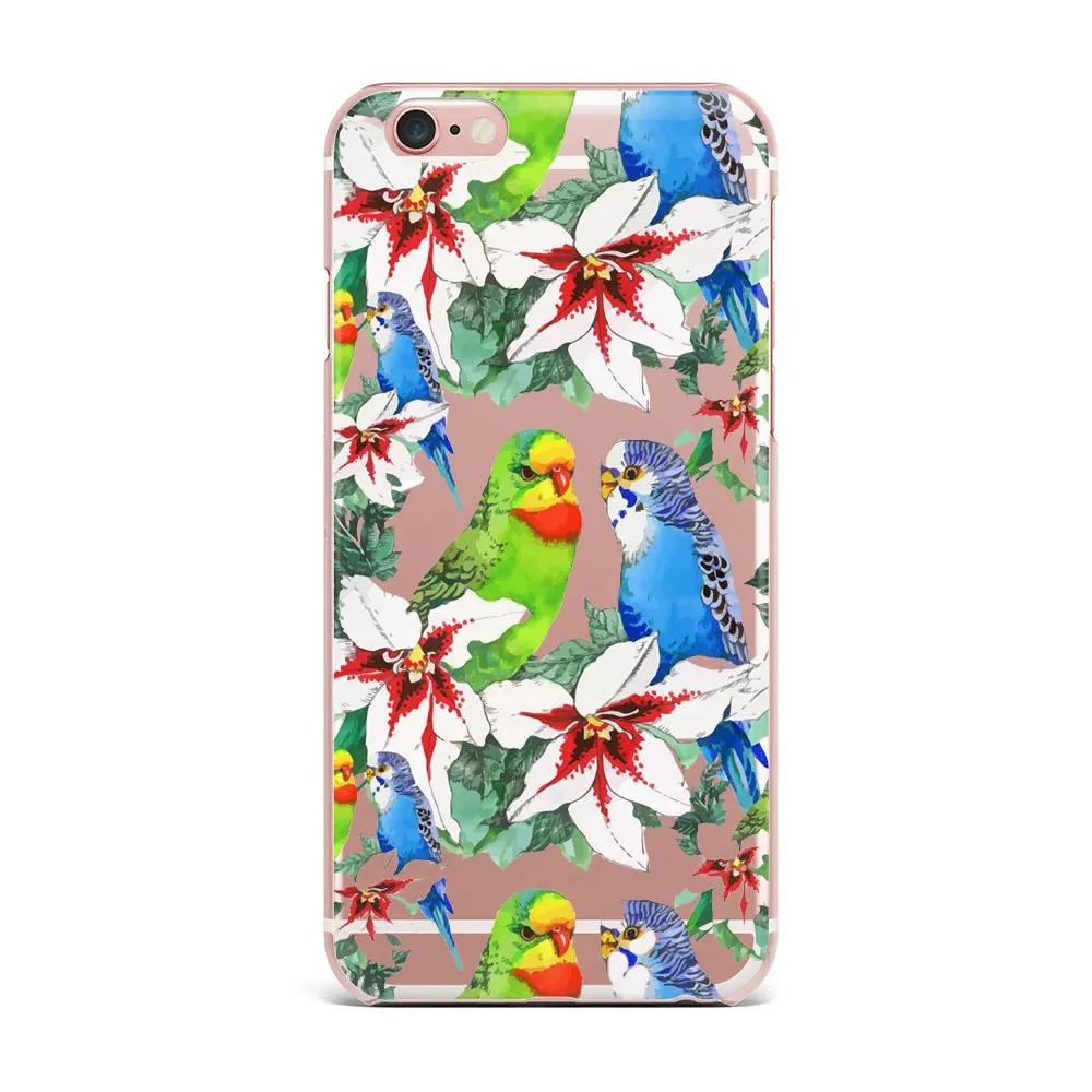 Case For iPhone 7 Plus Soft TPU Smart Mobile Phone Shell Pattern Cute Protect Patterned Exotic Flower The Parrot | Мобильные