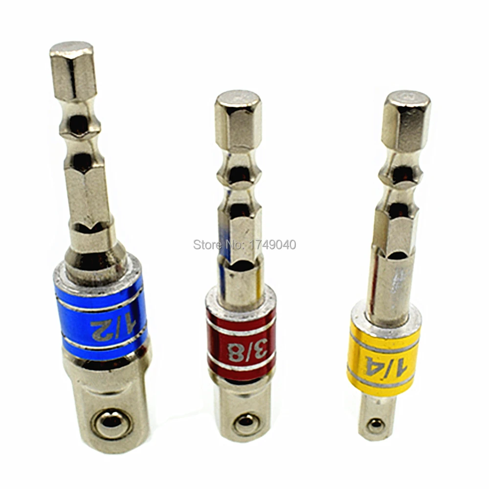Гнездо адаптера 3 шт. набор 1/4 &quotшестигранный хвостовик до 1/4&quot 3/8 &quot1/2&quot Ударные