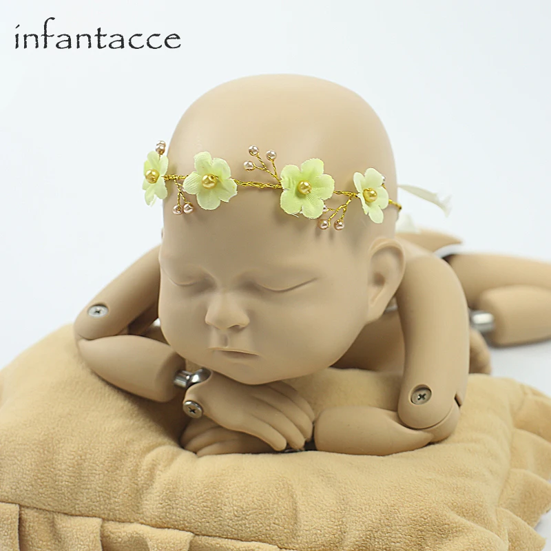 Детская повязка на голову с жемчужным цветком повязки для новорожденных