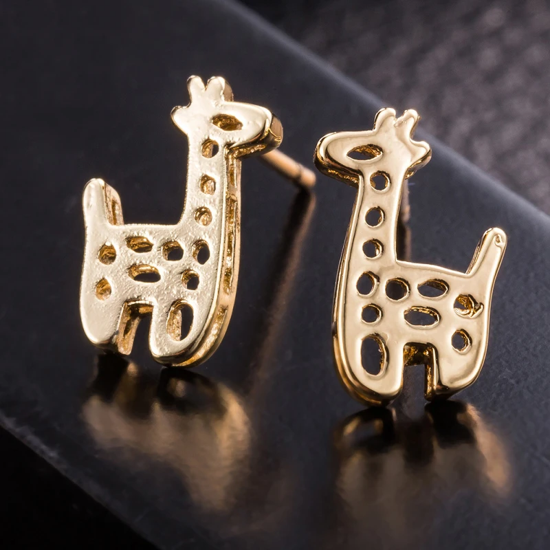 Женские серьги-гвоздики в вечерние оленя розового/желтого золота | Украшения и