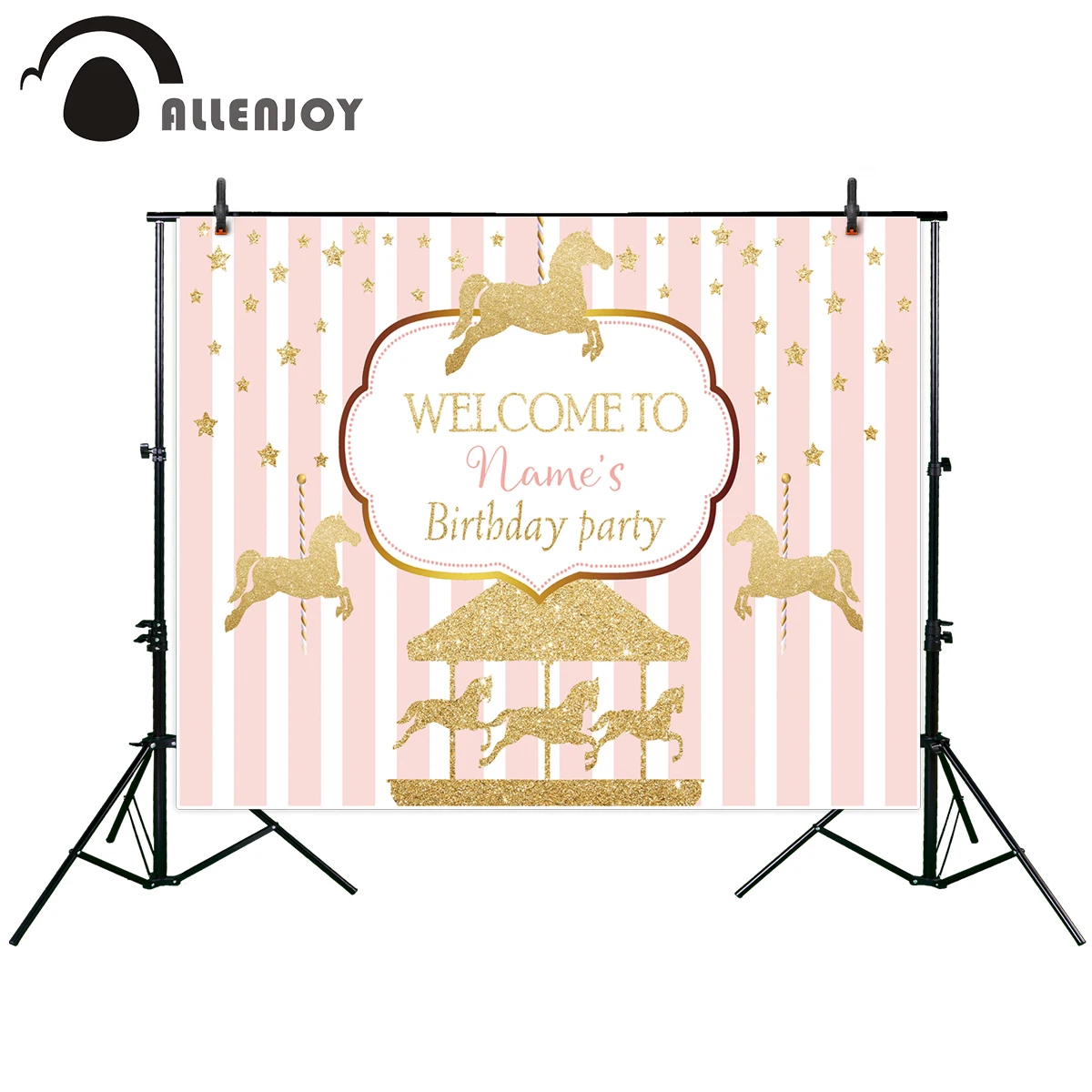 Allenjoy фон для фотосъемки в полоску Карусель лошадь Розовый цирк Вечеринка день
