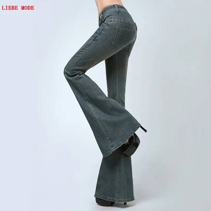 Ol Style High Waist Skinny Jeans Woman Push Up Calca Flared Jeans Women Wide Leg Denim Pants Big Bell Bottom Flare Jeans Femme