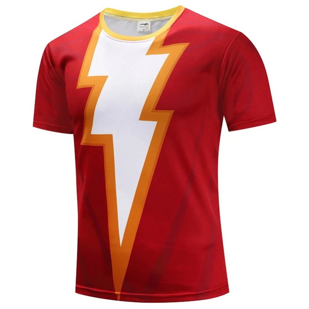 Футболка для косплея Shazam с 3D принтом футболки из полиэстера коротким