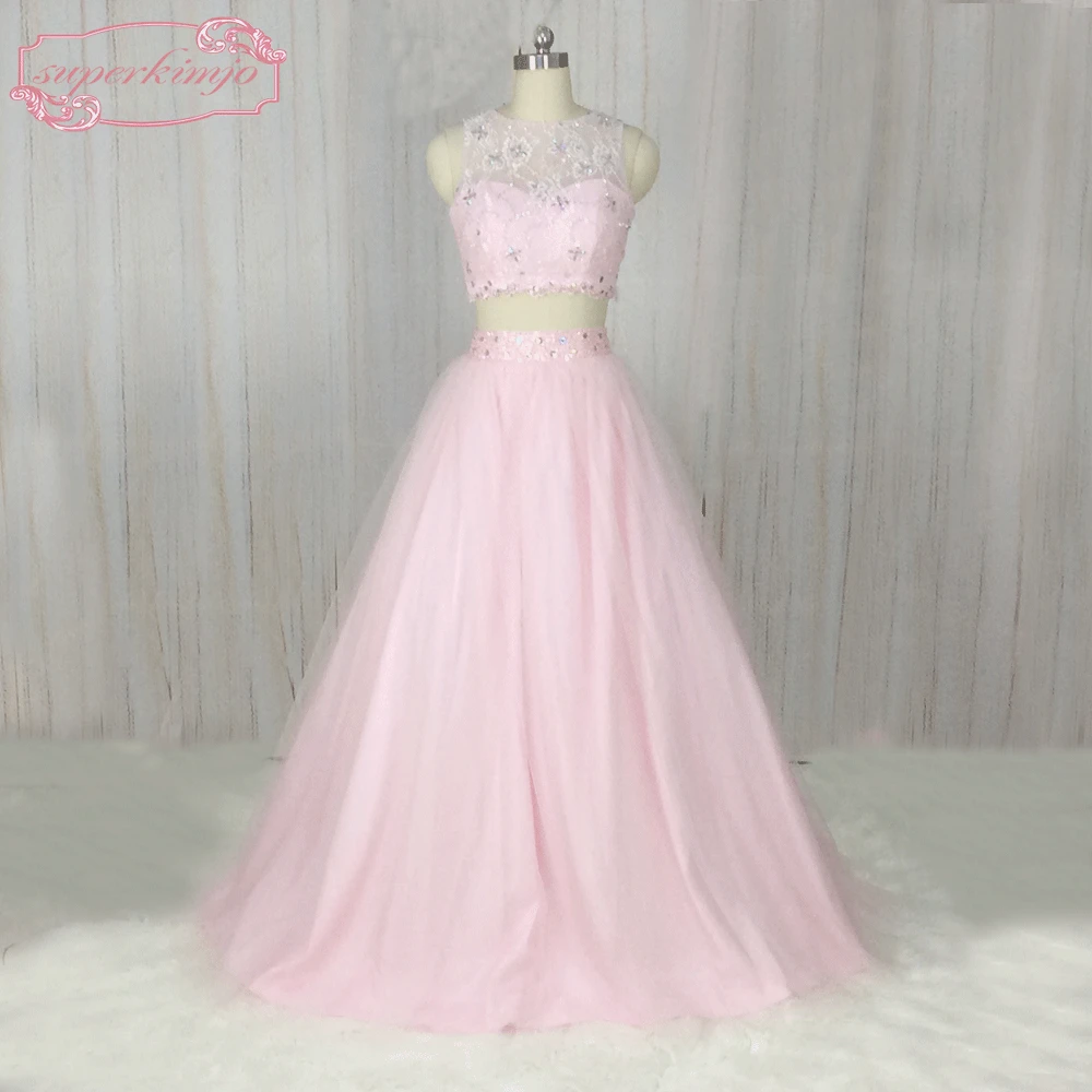 SuperKimJo 2020 платья из двух частей для выпускного вечера с камнями Кружевная