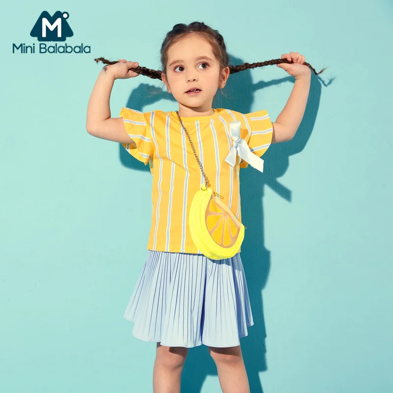 Mini Balabala/комплект из 2 предметов для маленьких девочек футболка в полоску 100%