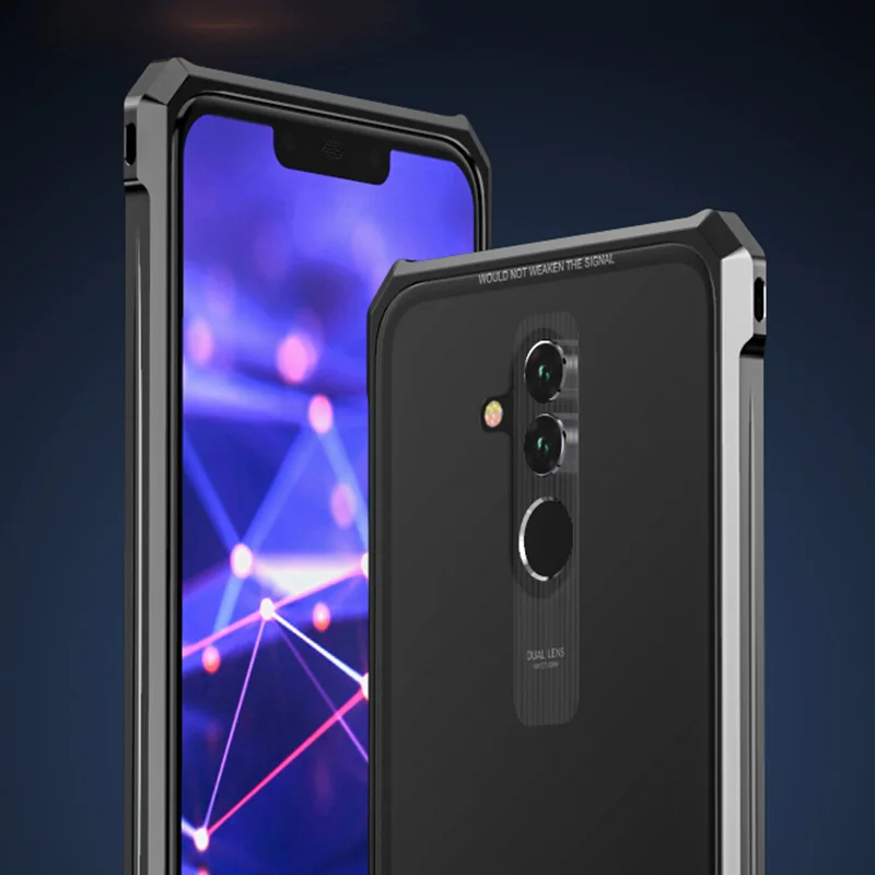 Роскошный стеклянный чехол для huawei mate 20 Pro Алюминиевый металлический бампер