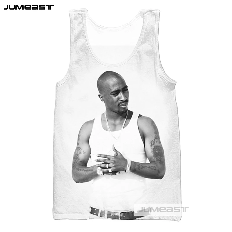 Jumeast 3d печатных мужчин/Женские топы Rapper 2pac футболка без рукавов унисекс хип хоп Уличная майка американская певица Тупак