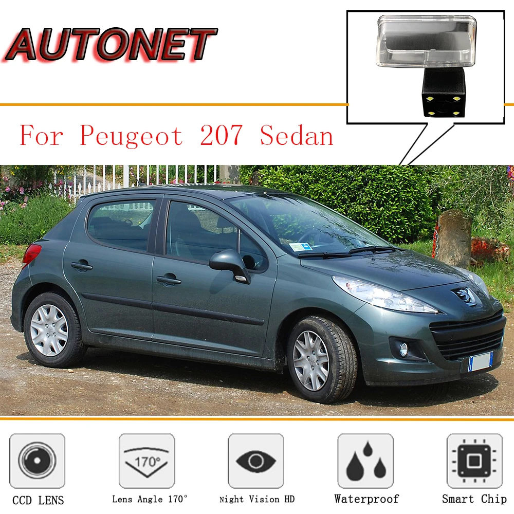 Автомобильная камера заднего вида для Peugeot 206 207 седан CCD парковочная 4 светодиода