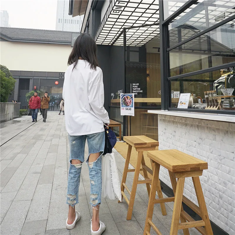 2018 Новые весенние и летние корейские брюки ulzzang Harajuku прямые джинсовые штаны с