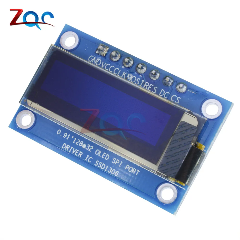 0 91 дюймовый SPI 128x32 белый/синий OLED ЖК дисплей DIY модуль SSD1306 Драйвер IC DC 3 5 в для Arduino