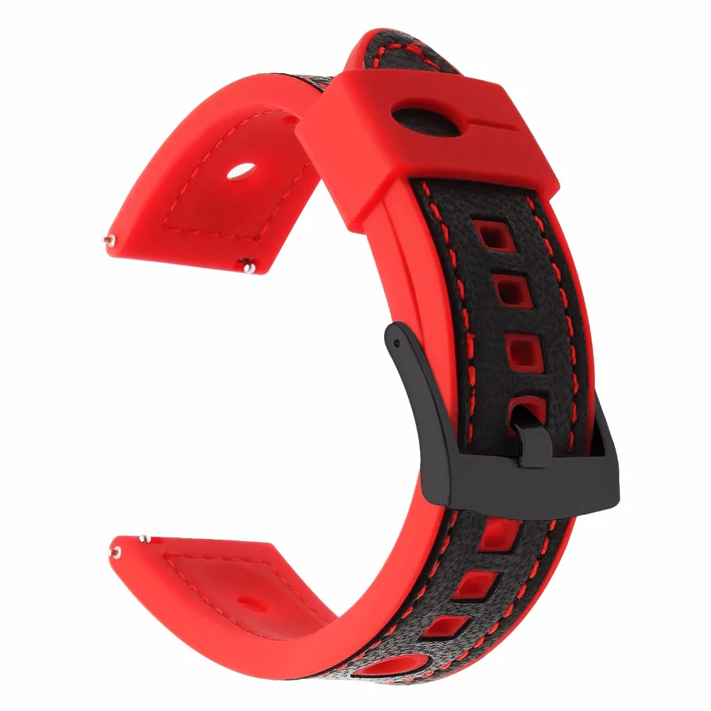 Ремешок для часов из натуральной кожи + силиконовой резины 22 мм Xiaomi Huami Amazfit 1 2 2S
