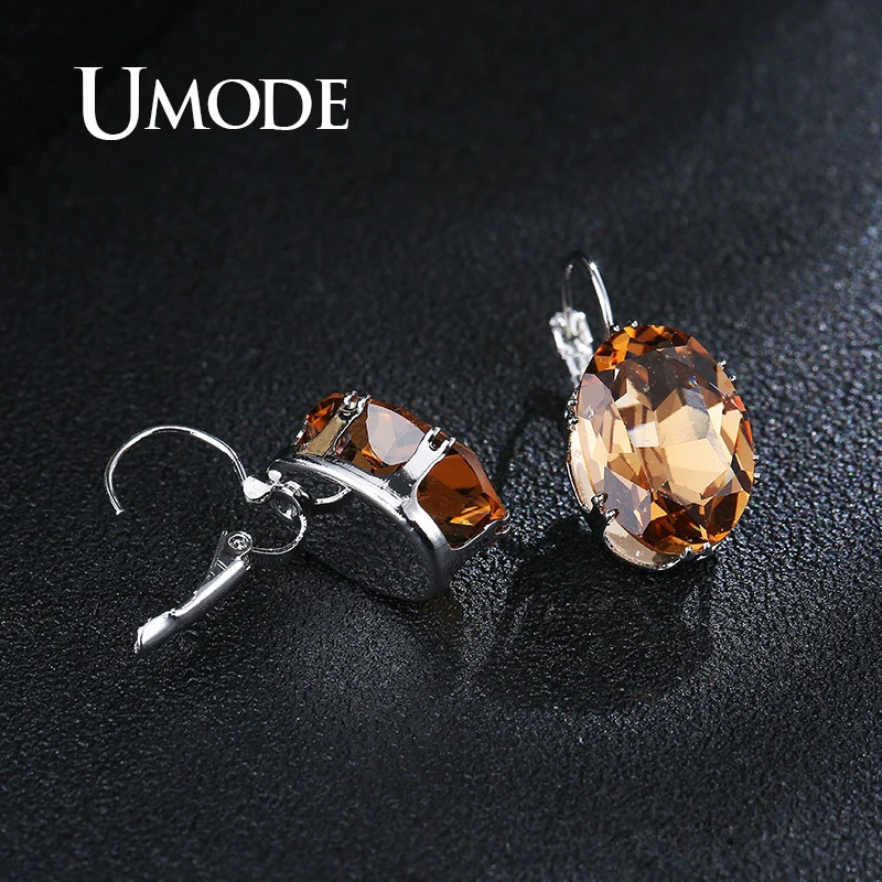UMODE 5 цветов большие овальные серьги-кольца с кубическим цирконием для женщин модные индийские свадебные серьги для невесты ювелирные изделия для девочек UE0580
