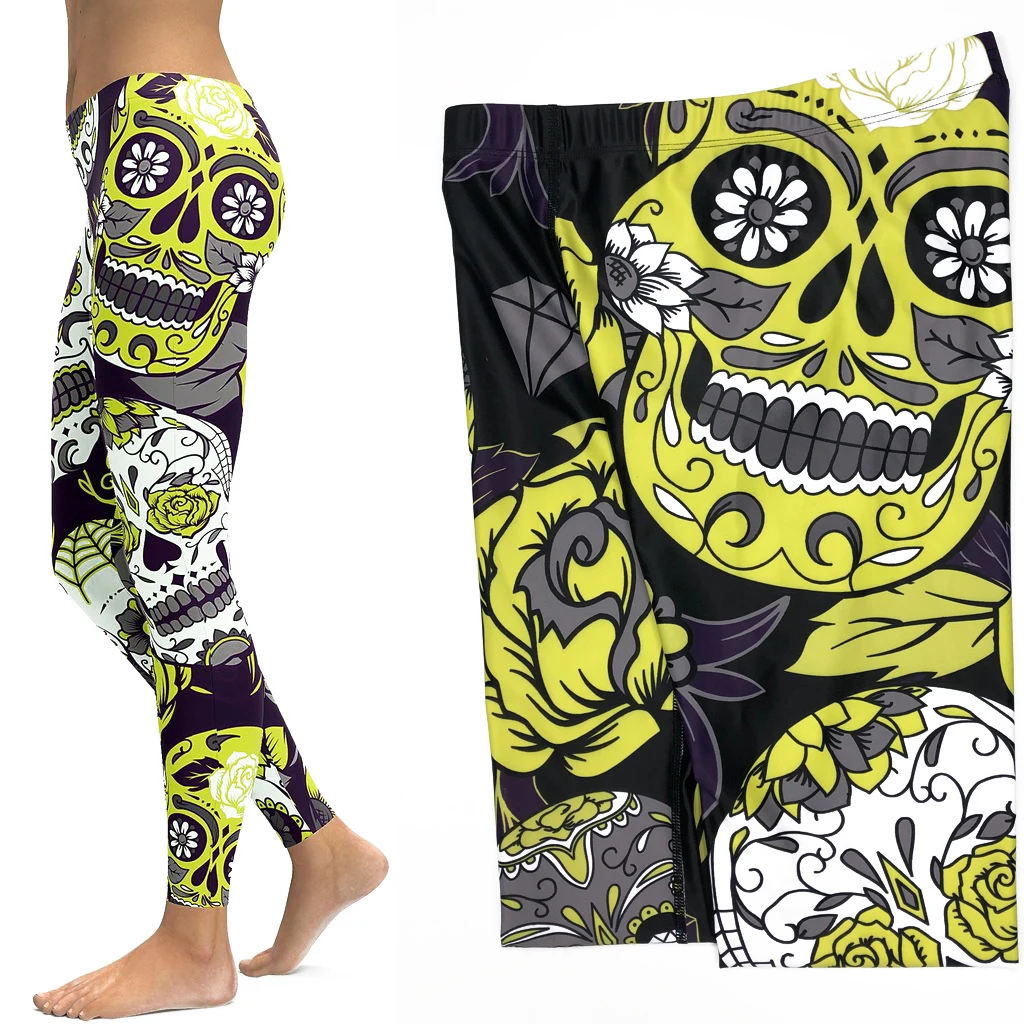 

LI-FI Sexy Push Up Gym Wear Elastic Slim Workout Leggings Skull Leggings Yoga Pants Women Sports Pants Fitness Running