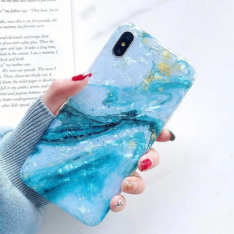 Мраморные чехлы для телефонов iphone 8 Plus Чехлы XR XS MAX 6 7 X Блестящий блестящий чехол с
