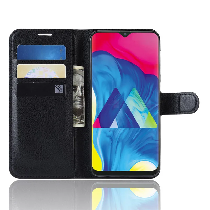 For Samsung Galaxy M10 Case PU Leather Flip Wallet Card Slot Lichee Pattern Cover Phone Cases | Мобильные телефоны и