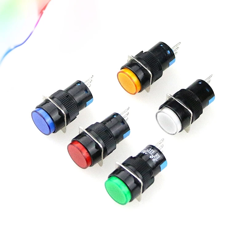 16 мм светодиодный LightPush кнопочный переключатель синий/зеленый/красный цвет: