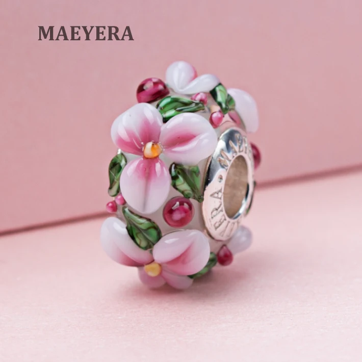 MAEYERA Аутентичные 925 Серебряные сердечники персиковые розовые стерео лепестки