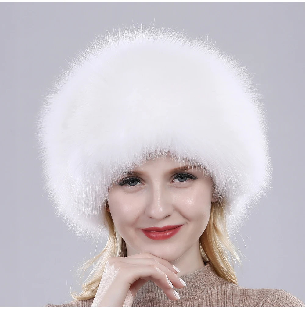 New Style Fashin Girl Genuine Fox Fur Hat Warm Soft Natural Fox Fur Bomber Caps Lady Luxurious Quality Real Fox Fur Hats