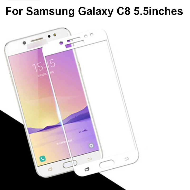 Закаленное стекло для Samsung Galaxy C8 C 8 5 Дюймов Полное покрытие 9H Взрывозащищенная