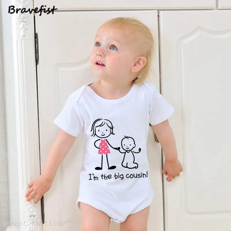 

Fashion Baby Bodysuits 0-24Months Summer Hot Sale Infant Jumpsuits I'm The Big Cousin Print Kids Outfits Top Quality Outfits