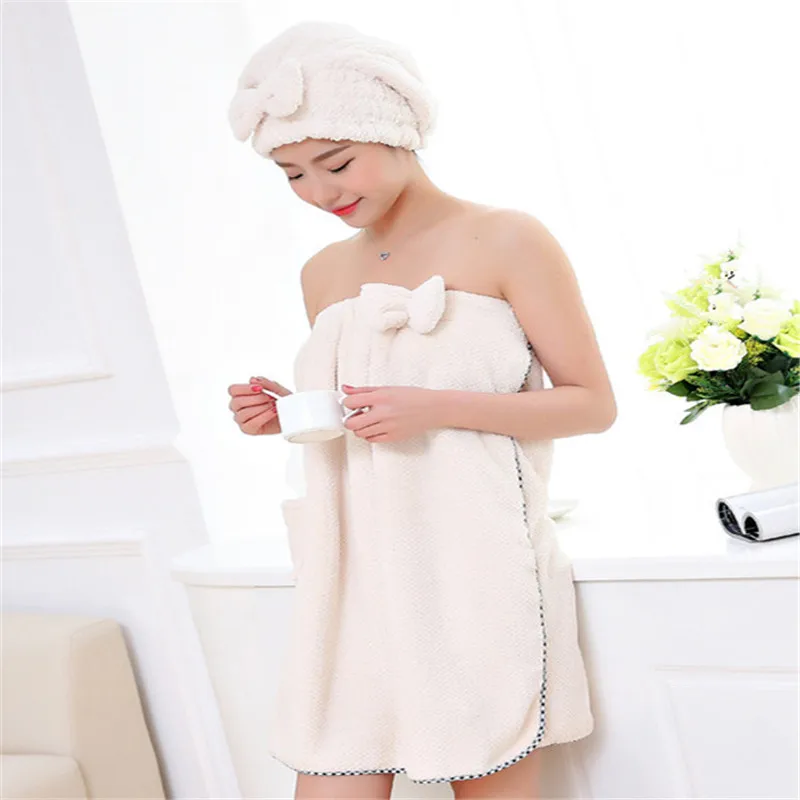 New 2019 Bath skirt Shower cap Dry towel Bow Towel Khan steamed SPA Pajamas Multifunction Home Daily Using Beach | Дом и сад