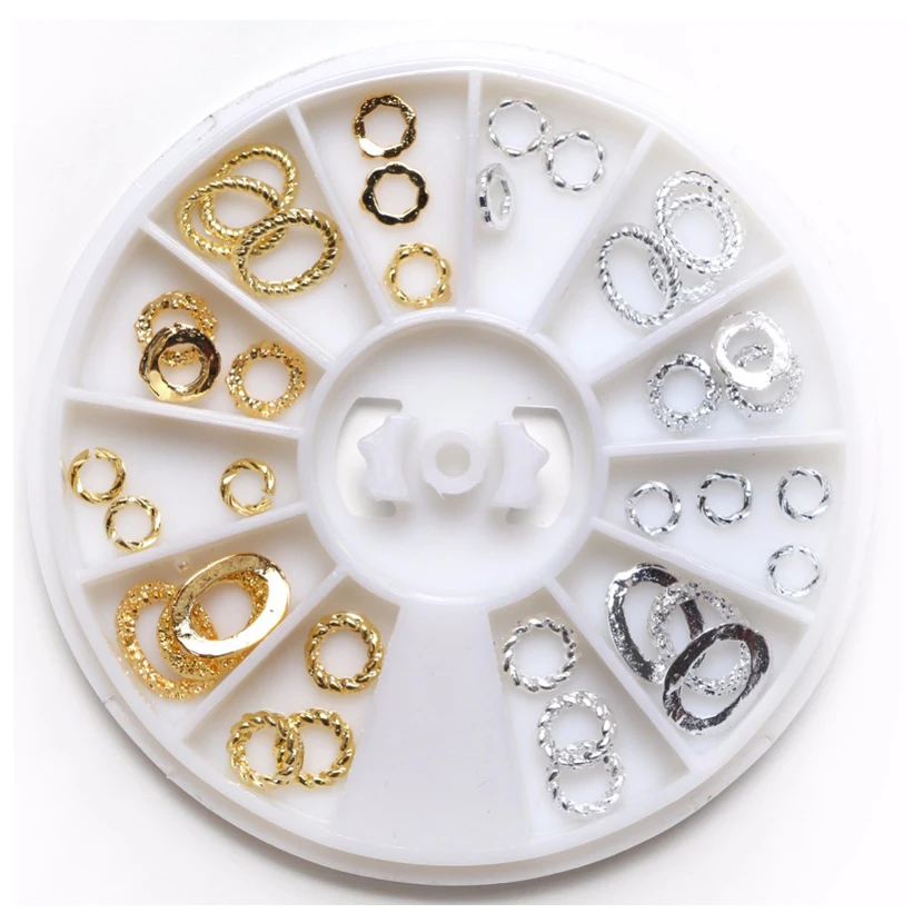 2016 блеск для ногтей Золотой Серебряный Драгоценный Камень Круг Дизайн Кристалл