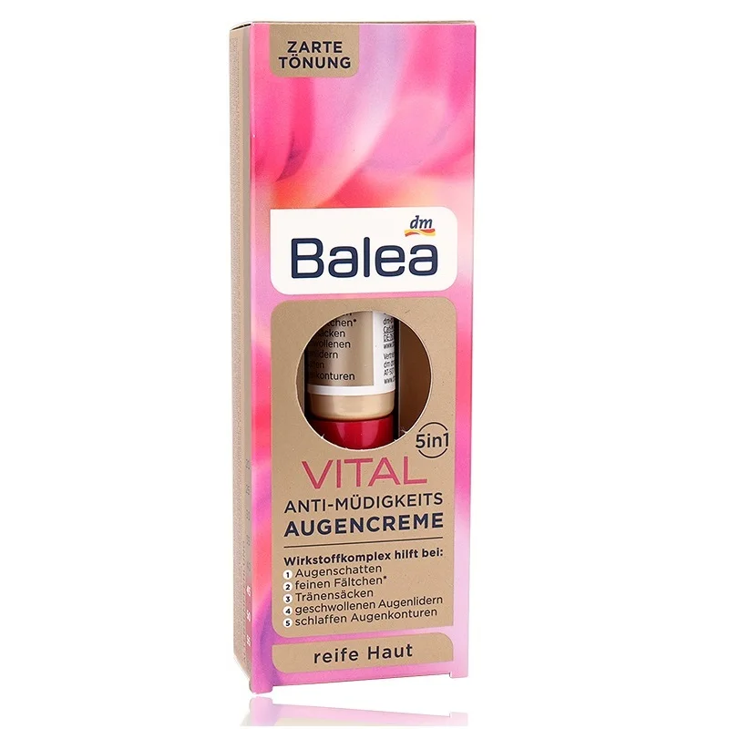 

Balea Vital Baobab 5in1 Anti Fatigue Anti Aging Eye Cream Reduce Dark Circles Massage Cooling Puffiness Softens Swollen Eyelids