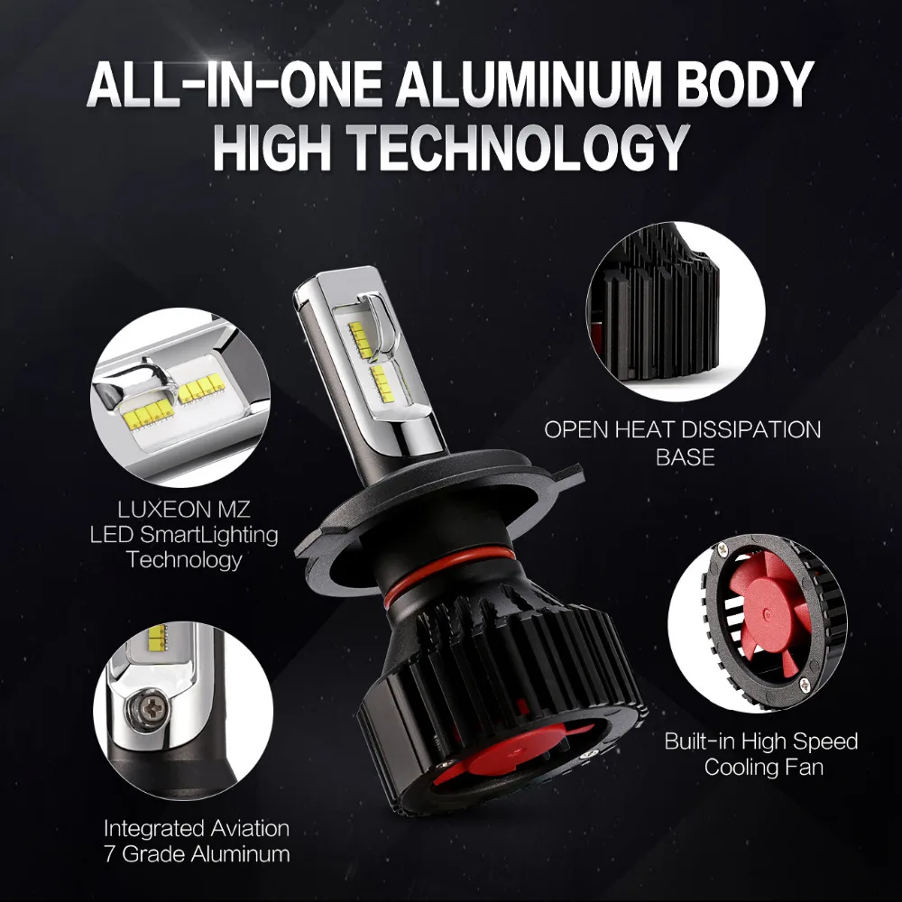 Partol новый T8 H4 H7 H11 Автомобильный светодиодный лампы для фар 60 Вт 8000LM CSP 9005 9006